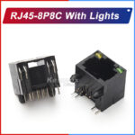 RJ45-8P8C With Lights Black Material Ethernet Network Connector