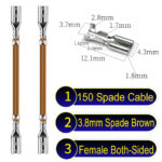 3.8mm spade connectors both sided Cable Brown for wiring projects