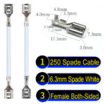 6.3mm spade terminals Cable both sided White