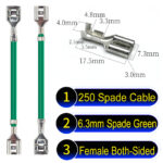 6.3mm spade terminals Cable both sided Green