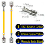 6.3mm spade terminals Cable both sided Yellow