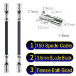 3.8mm spade connectors both sided Cable Black for wiring projects